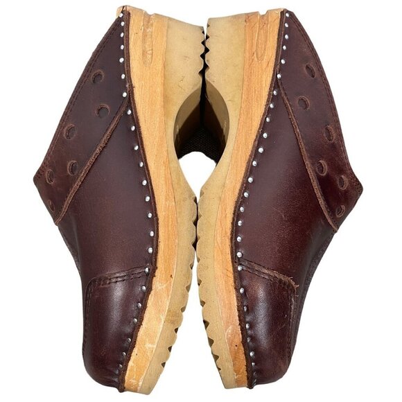 Troentorp Women's Durer leather Swedish wooden Clogs Brown size 37 US 6.5 boho - Picture 10 of 15